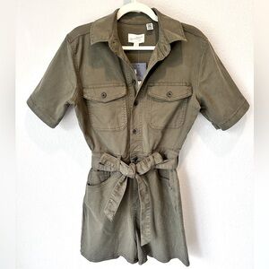 Universal Thread Short Sleeve Olive Green Utility Denim Romper NWT- Size 2